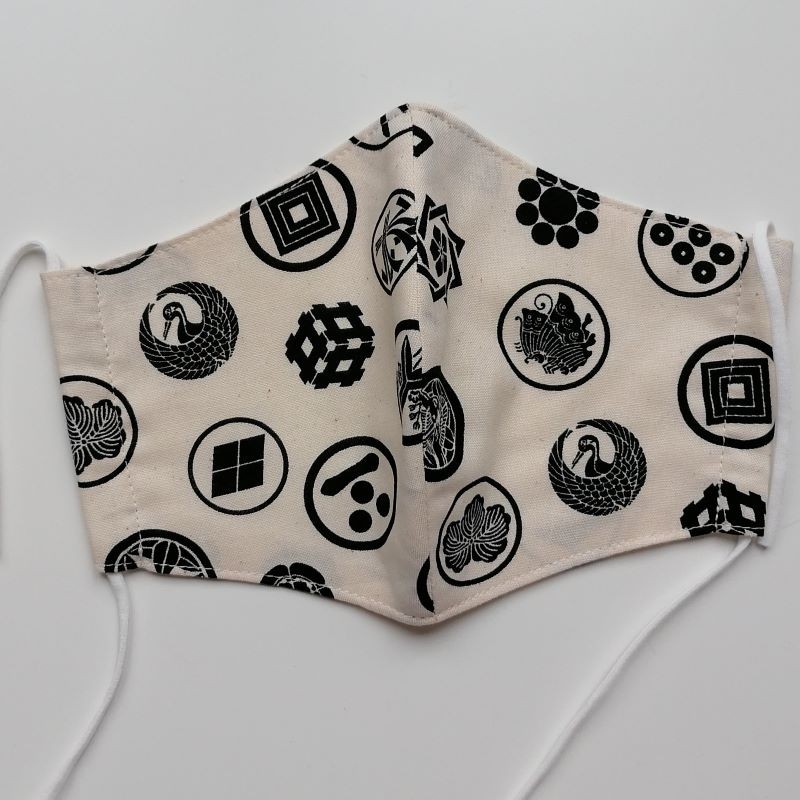 Japanese facemask in cotton for men, family crest