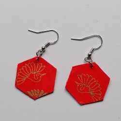 Paper earrings Turtle red