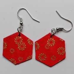 Paper earrings Turtle red