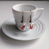 Earrings Crane in glassball -red pois