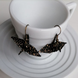 Origami crane earrings Black