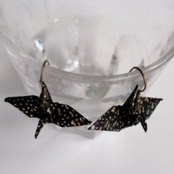 Origami crane earrings Black