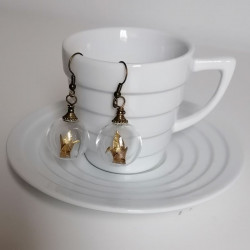 Earrings Crane in glassball -gold