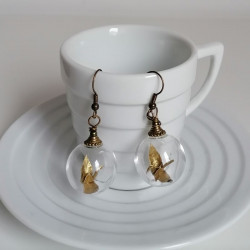 Earrings Crane in glassball...