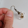 Earrings Crane in glassball -gold