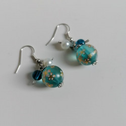Cherry bead earrings-blue