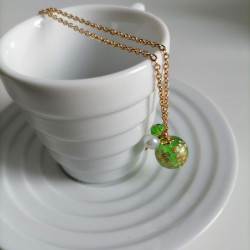 Cherry bead necklace -green