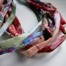 Japanese fabric patchworked necklace