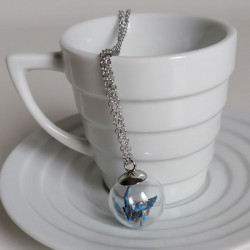 Necklace Crane in bubble Blue