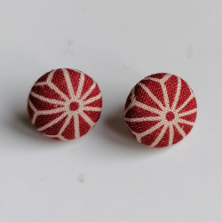 Covered button earrings Red...