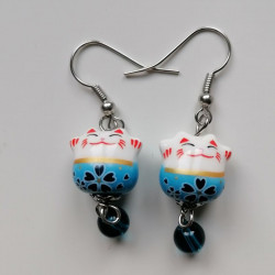 Earrings Manekineko lightblue