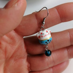 Earrings Manekineko lightblue