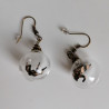 Earrings Crane in glassball -black