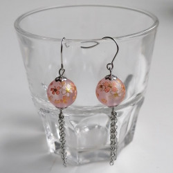 Cherry bead earrings- pink...