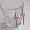 Cherry bead earrings- pink with fringe