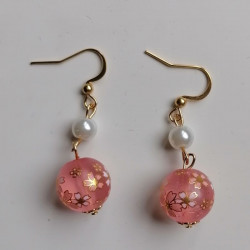 Cherry bead earrings- pink