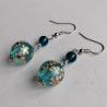 Cherry bead earrings- waterblue