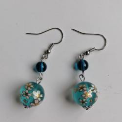 Cherry bead earrings-...