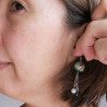 Cherry bead pendant earrings- waterblue