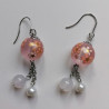 Cherry bead pendant earrings- Pink