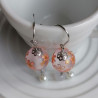 Cherry bead pendant earrings- Pink