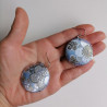Covered button earrings Cherry paleblue
