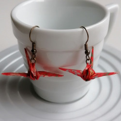 Origami crane earrings red...