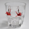 Origami crane earrings red yuzen