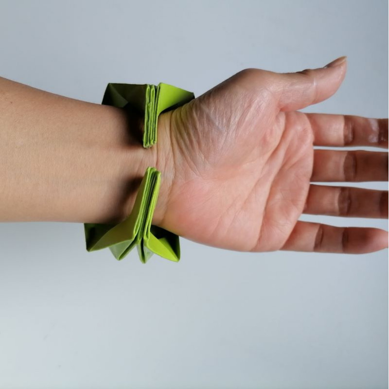 Bracciale di carta Origami verde acido