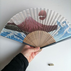 Japanese fan for men -Mt.Fuji &waves