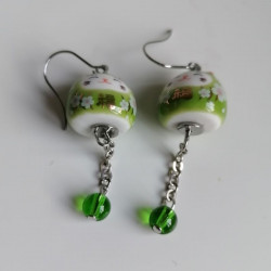 Earrings Manekineko green