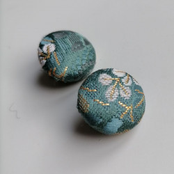 Covered button clip-on earrings Green