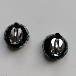 Covered button clip-on earrings Green