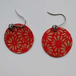 Paper earrings Red crysanthenum