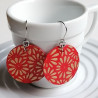 Paper earrings Red crysanthenum