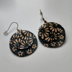 Paper earrings Double circles -flowers