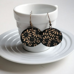 Paper earrings Double circles -flowers