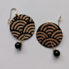 Paper earrings with onyx -Waves