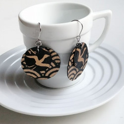 Paper earrings Double circles -Crane