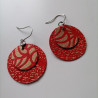 Paper earrings Double circles -Leaves