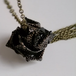 Origami Rose necklace Black