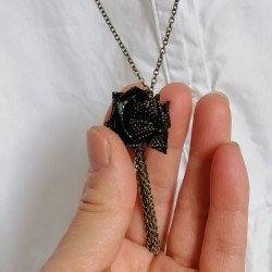 Origami Rose necklace Black