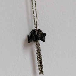 Origami Rose necklace Black