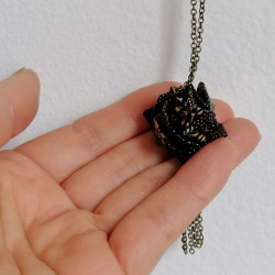 Origami Rose necklace Black