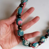 Japanese fabric wooden beads necklace