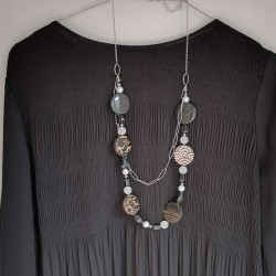 Beads and paper necklace -double
