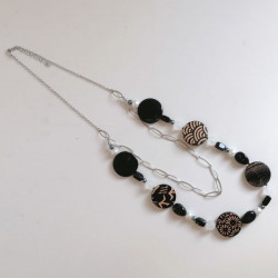 Beads and paper necklace -double