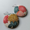 Covered button earrings-Chrysanthenum