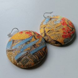 Covered button earrings-Yellow