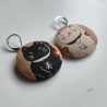 Covered button earrings 3cm Cat beige